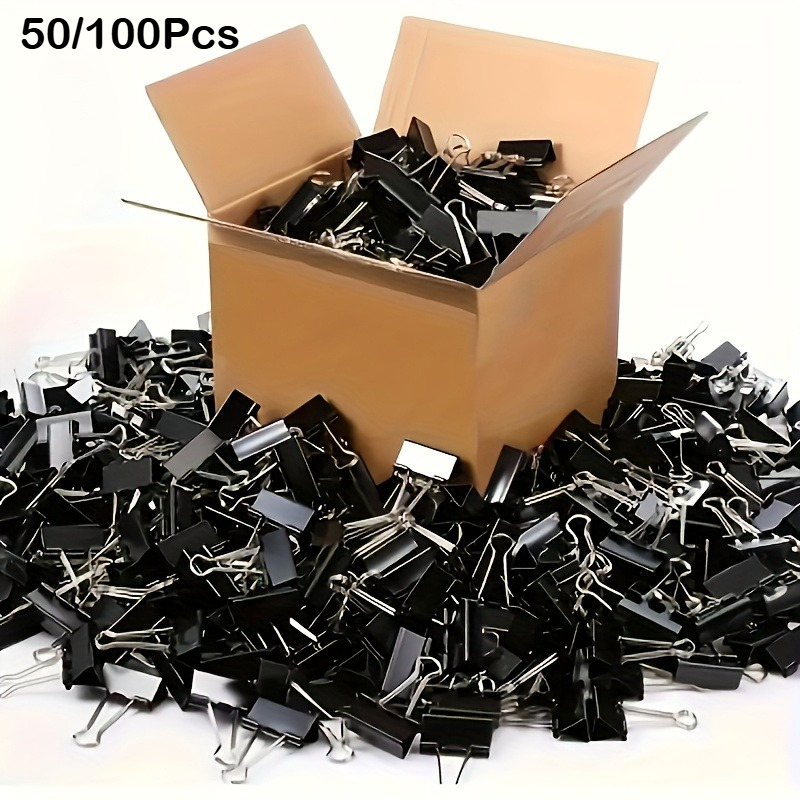 Binder Clip Assorted - مشابك ورق ملونة وسوداء للمكتب، مشابك